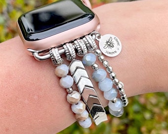 Correa de reloj con cuentas / Compatible con Apple / 38 mm 40 mm 41 mm / Flechas / Pulsera elástica de reloj inteligente / Color metálico / Plata Oro Rosa Oro