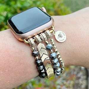 Correa de reloj con cuentas / Compatible con Apple / 38 mm 40 mm 41 mm / Flechas / Pulsera elástica de reloj inteligente / Color metálico / Plata Oro Rosa Oro