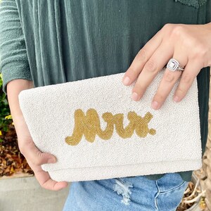 Bolso de embrague de la señora con cuentas / Esposa de la novia / Cierre rápido / Correa de hombro de cadena / Cuentas de semillas / Regalo de boda / Regalo de despedida de soltera único / Boda