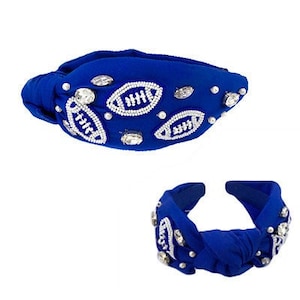 Game Day Football Headband / Gameday Beaded Rhinestone Pearl / Twist Top / Clemson LSU Auburn Tigers UGA / Gameday Apparel / Gifts for Her