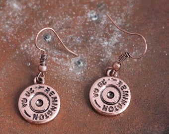 Shotgun Shell Earrings / Replica Rose Gold Dangle / 20 Gauge / Girls Who Shoot / Gun Jewelry / Bullet Earrings / Gifts for Her / Southern