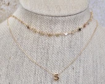 Outer Banks Inspired Choker Necklace / DAINTY / Sarah OBX Star Jewelry Initial / Layered / Gold or Silver / Bohemian / Adjustable Necklaces