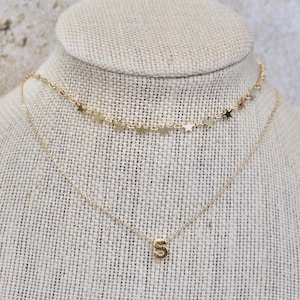 Outer Banks Inspired Choker Necklace / DAINTY / Sarah OBX Star Jewelry Initial / Layered / Gold or Silver / Bohemian / Adjustable Necklaces