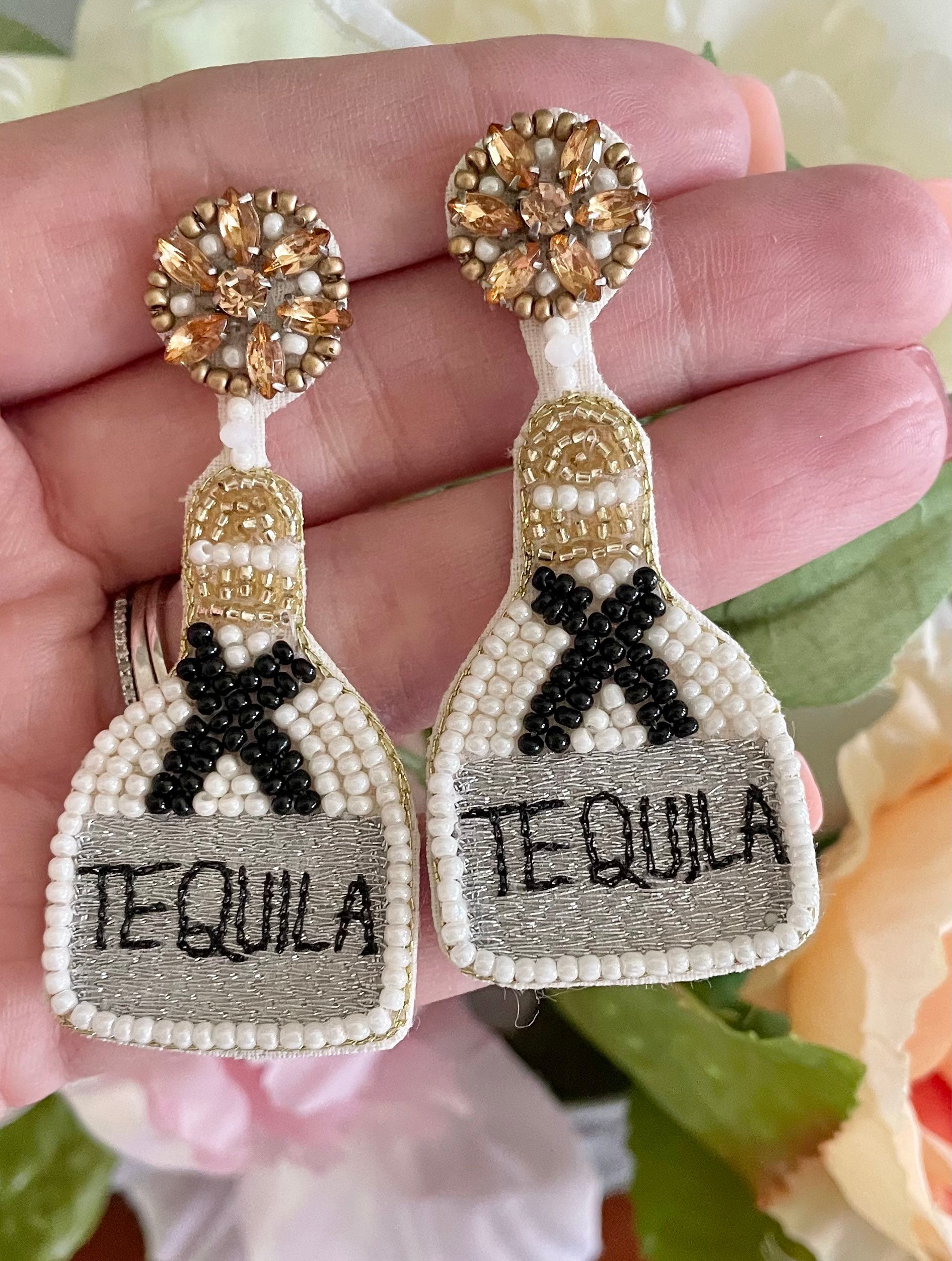 Tequila Bottle Earrings / Kitschy Statement Jewelry / Etsy