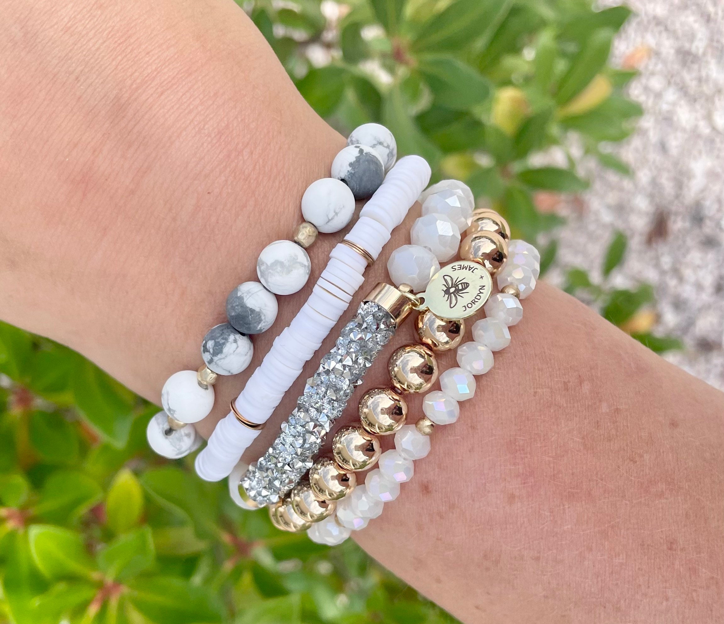 ビーズブレスレットセット / 5個セット / 天然ガラスビーズ ライン