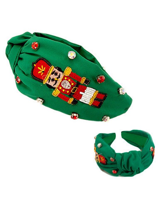 Green Nutcracker Beaded Headband Green Nutcracker Beaded Headband