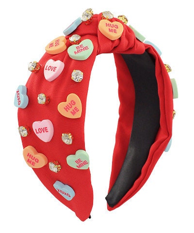 Valentinstag Stirnband – XOXO Herz-Design Mit Strass, Rosa/rot | Verstellbares Stirnband Mit Ohrringen