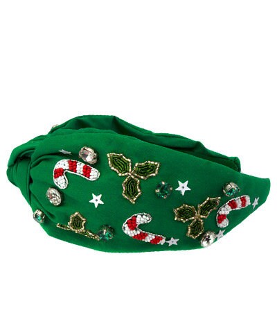 CAVETEE Weihnachts-Stirnband Damen - Mit Strass, Geknotet, Festlich Für Weihnachtsfeiern