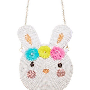 Easter Bunny Purse / Little Girl Handbag / Beaded Hand Bag / Gift for Basket / Collectible Purses / Seed Bead / Easter Sunday / Easter Dress