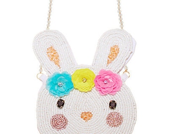 Easter Bunny Purse / Little Girl Handbag / Beaded Hand Bag / Gift for Basket / Collectible Purses / Seed Bead / Easter Sunday / Easter Dress