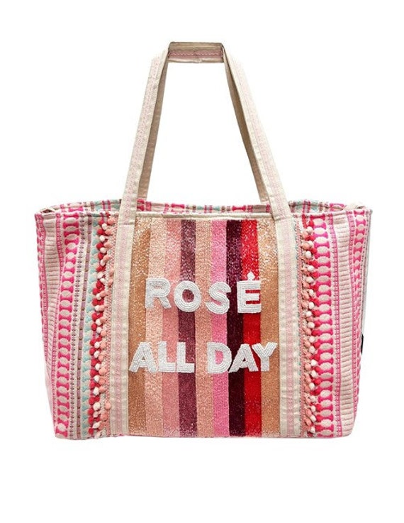 VICTORIA SECRET PINK BEACH BAG TOTE STRIPED PINK & WHITE : Clothing, Shoes  & Jewelry 