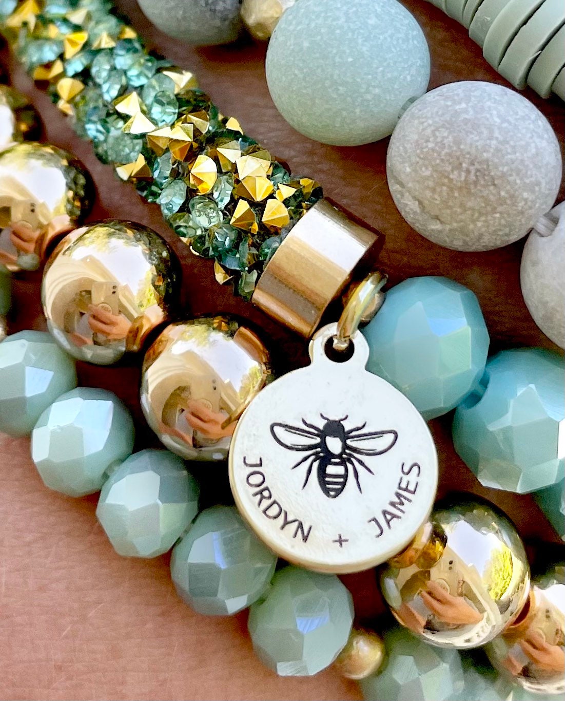 ビーズブレスレットセット / 5個セット / 天然ガラスビーズ ライン