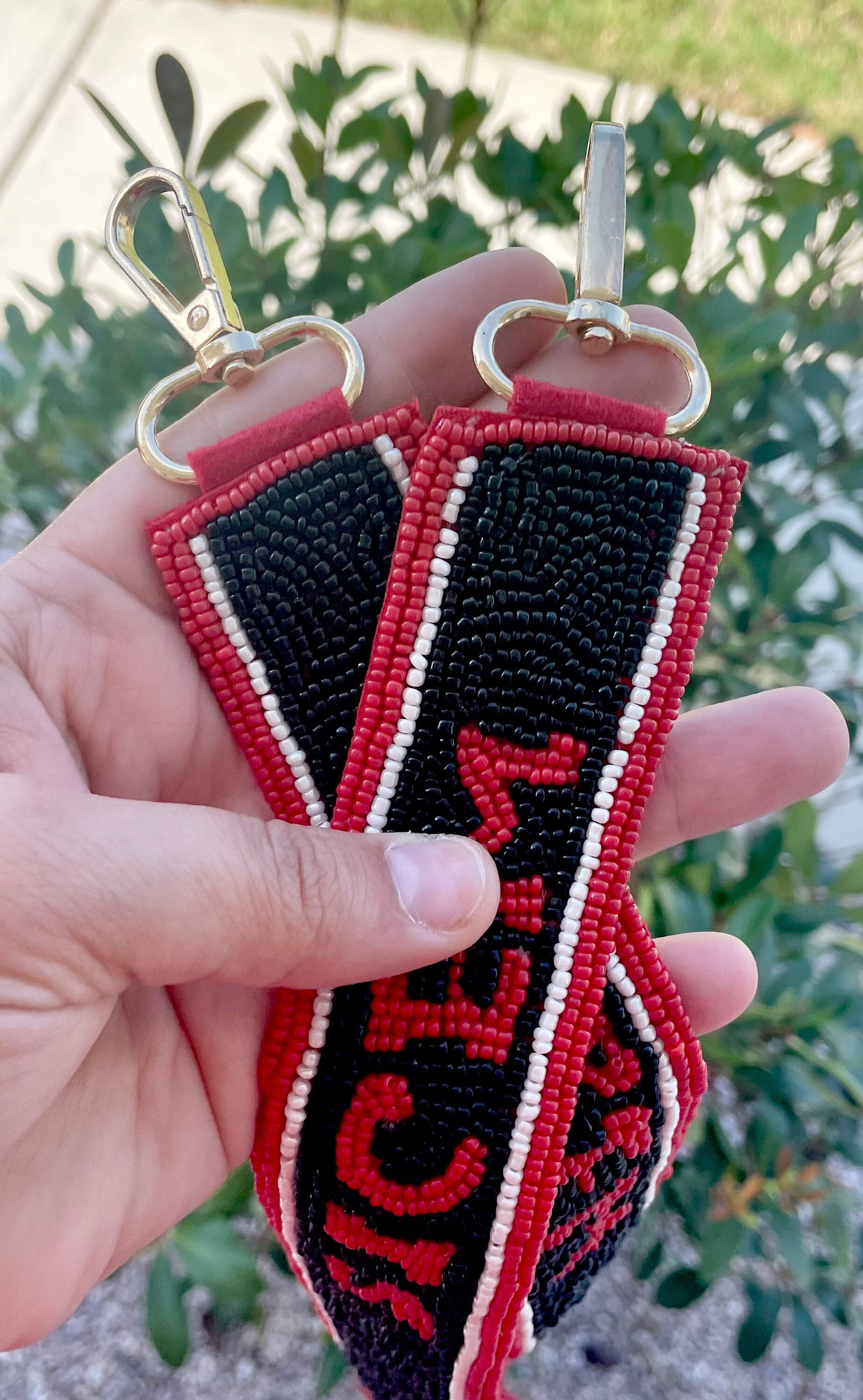 Star Beaded Bag Strap - Red and Black — The Horseshoe Crab