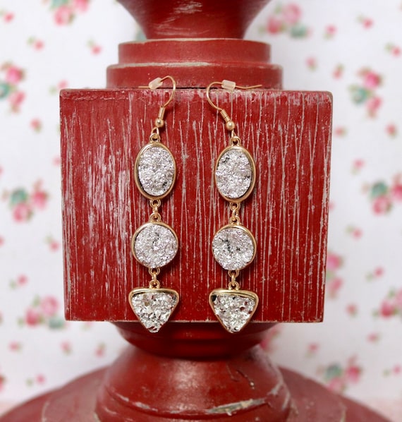 Druzy dangle earrings clearance