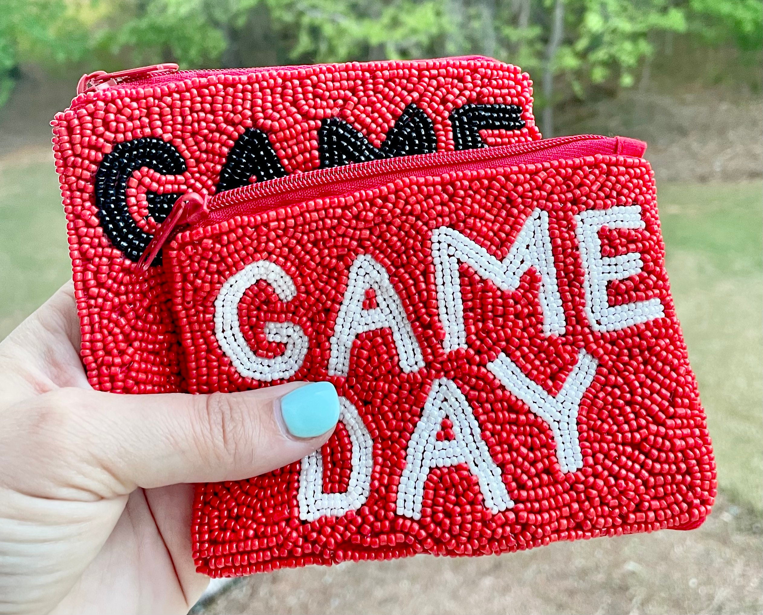 FOOTBALL BEADED COIN BAGS