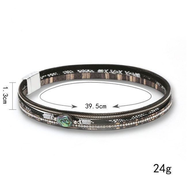 ブレスレット BLACKPURPLE Smiley Stone Chain Bracelet BMH1332 Mother of Pearl Magnetic Bracelet / Black Multi Strand