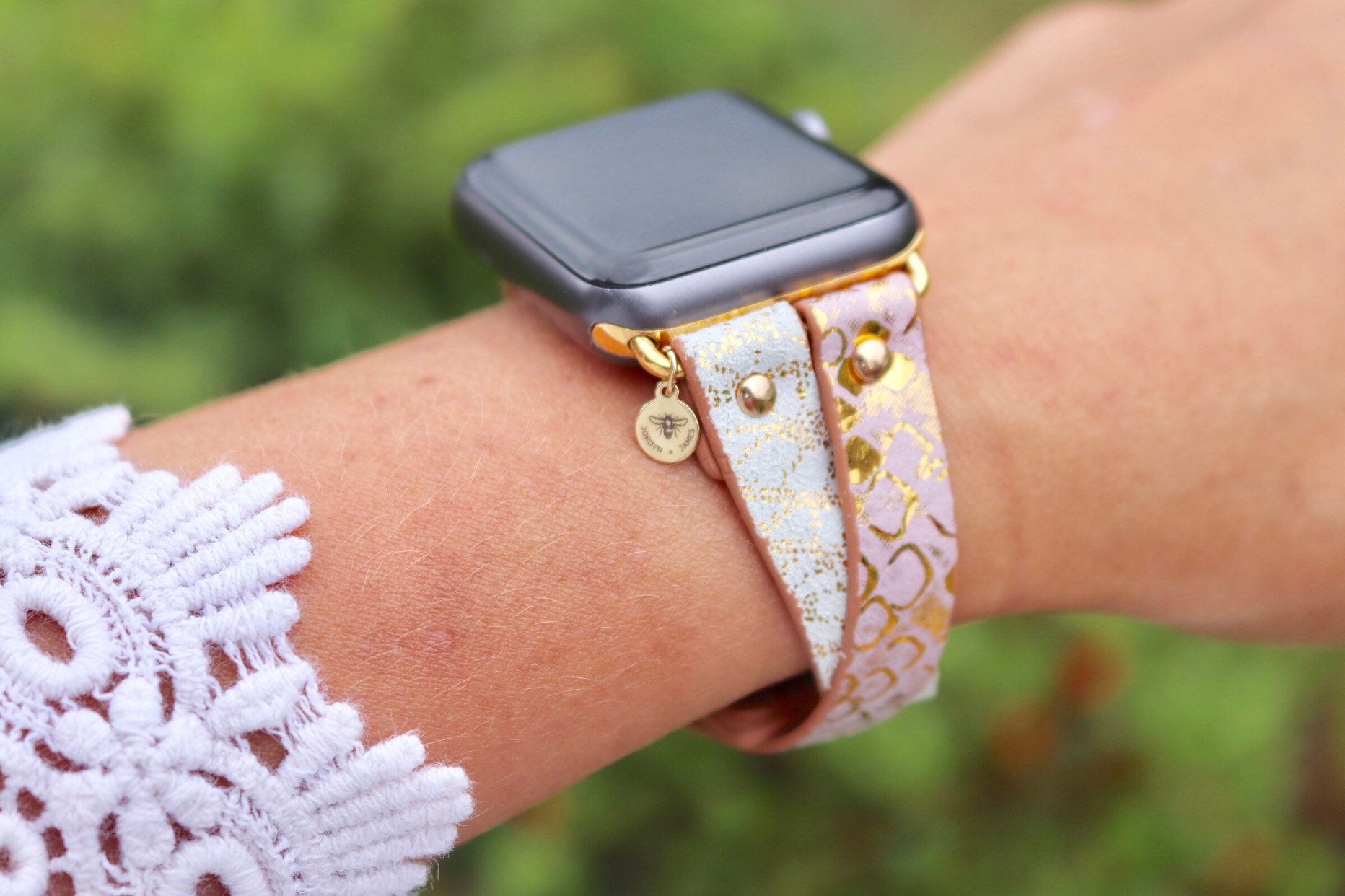 Louis Vuitton Apple Watch Band Straps Compatible iWatch 6 5 4 3 2 1 38mm  40mm 41mm 42mm 44mm 45mm Replacement Band - Beach Pink - Louis Vuitton Case