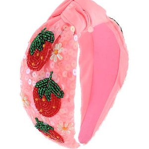Strawberry Headband / Beaded Rhinestone Jewel / Twist Top  display picture 1
