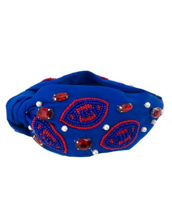 Game Day Football Headband / Gameday Beaded Rhinestone Pearl  display picture 1