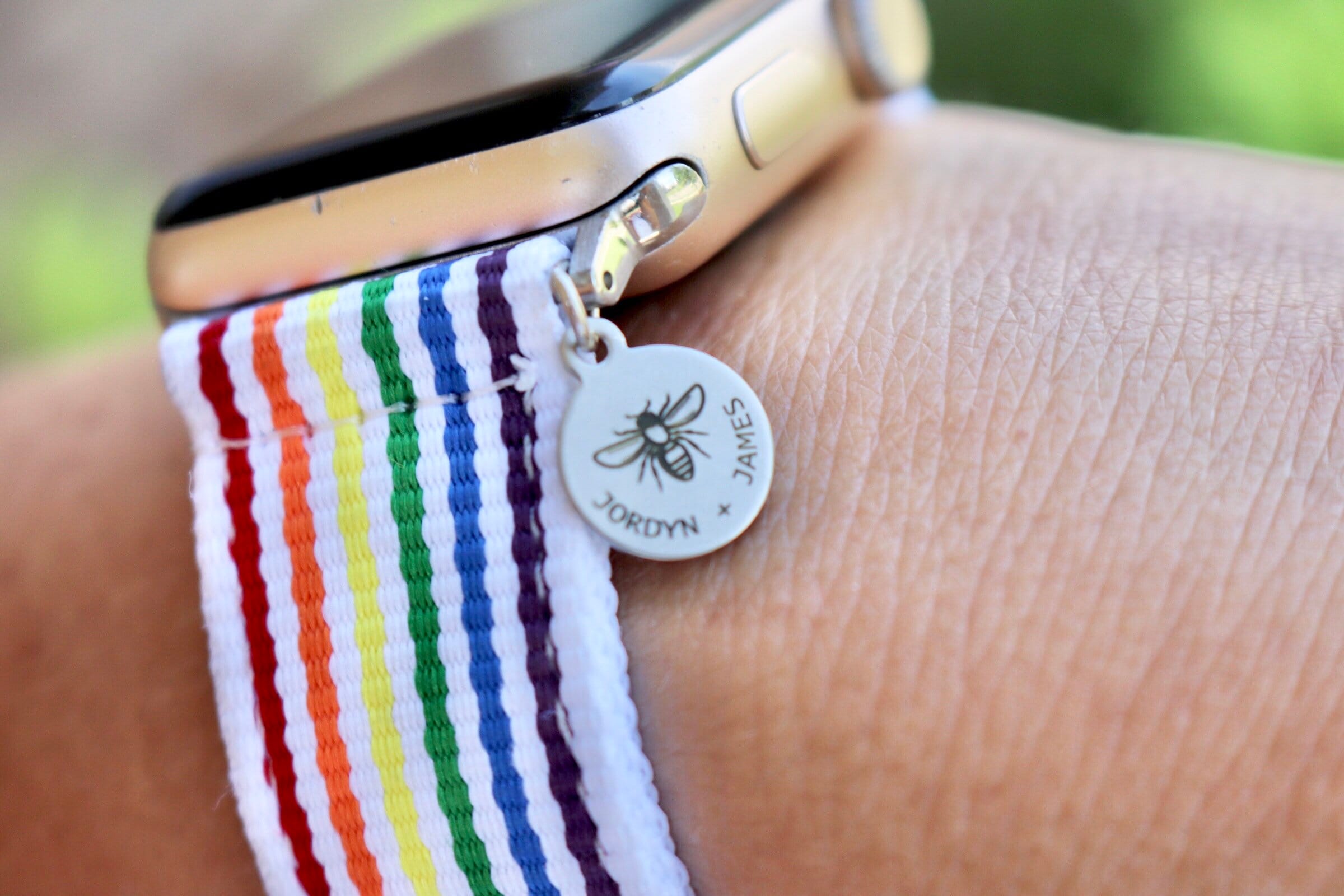Rainbow Nylon Apple Watch Band - Multicolor Stripe Pride Apple Watch Bracelet main image 3