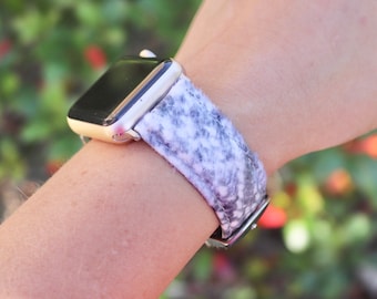 Echtleder Apple Watch Band / Rindsleder / Verstellbar / Rosa Blau oder Elfenbein / Silber Hardware / 38mm 40mm 41mm 42mm 44mm 45mm / Smart Watch