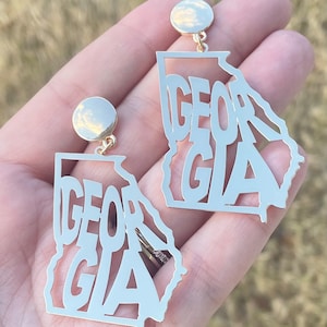 Boucles d'oreilles carte Georgia Louisiana Alabama / Roll Tide Bulldogs LSU / Game Day Apparel Jewelry / Stadium / Esprit d'équipe / Dawgs / Or / Cadeau