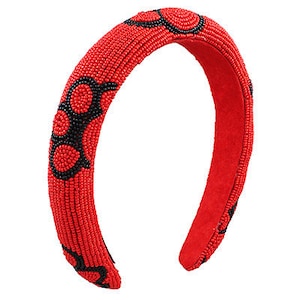 Game Day Paw Print Headband / Gameday Beaded Seed Bead / Clemson UGA LSU Tigers  / Gameday Apparel / Red Black White Orange Purple / Bulldog