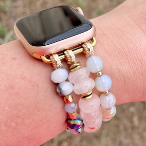 Beaded Watch Band / Compatible with Apple / 38mm 40mm 41mm Smart Watch Stretch Bracelet / Magnetic / Gifts for Her / Three Layer