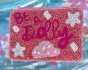 Be A Dolly Parton kralen portemonneetje / tasje / Be A Dolly / Dollywood tas kleding / Roze wit / Ritssluiting / 12,7 cm / Cadeaus voor haar / Hoed