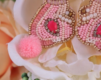 Orecchini Pendenti A Coniglio Con Perle E Strass - Cuore Di Coniglio, Goccia, Gioielli Donna In Oro, Lega E Perle