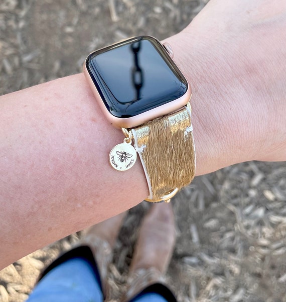 GOLDENERRE Basketweave Stainless Steel Apple Watch Band