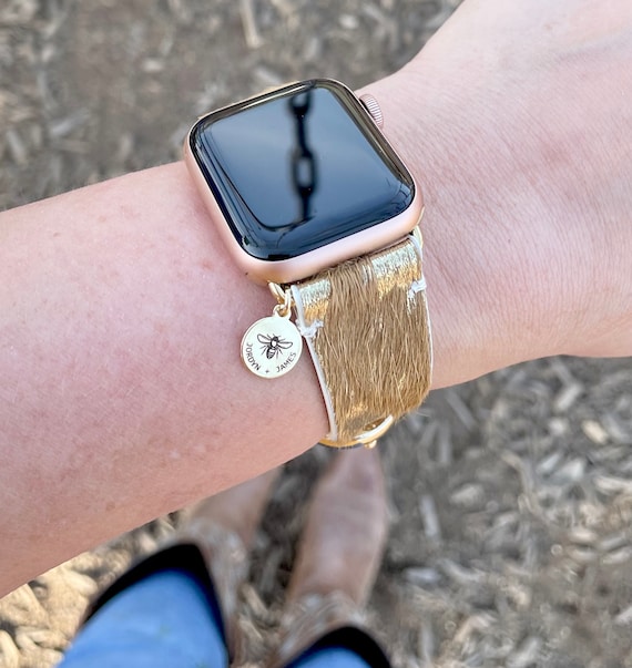 GOLDENERRE Basketweave Stainless Steel Apple Watch Band