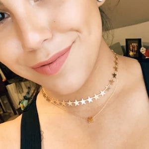 Outer Banks Inspired Choker Necklace / Thick Star Version/ Sarah OBX Star Jewelry Initial / Layered / Gold or Silver / Bohemian / Adjustable