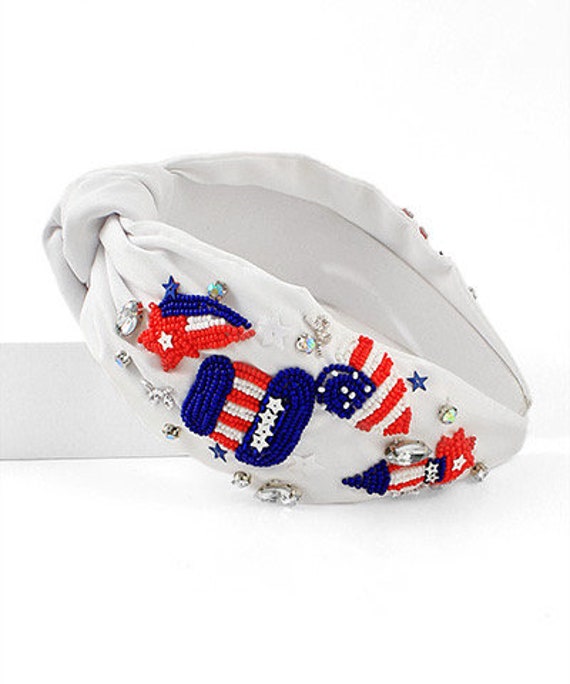 American Stars Stripes Headband / Beaded USA / Knot Top  display picture 1