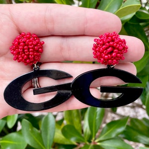 Georgia Alabama Auburn Earrings / Auburn Tigers Roll Tide GA Bulldogs / Game Day Jewelry / Team Spirit / Go Dawgs / Acrylic / Beaded Letter