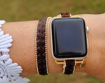 Wrap Apple Watch Band / 38mm 40mm 41mm Animal Print / Cheetah Leopard / Faux Leather / Ball Chain Accent / Smart Watch Bracelet / Adjustable