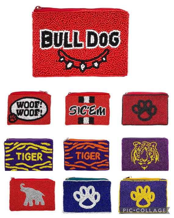 Beaded Purse Strap / Georgia / Woof Sic em Bulldog / Red Black