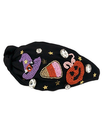 Halloween Headband / Rhinestone Seed Bead Beaded / Witch  display picture 1