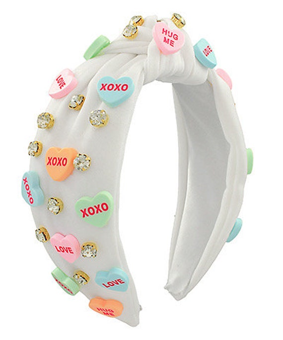 Conversation Candy Hearts Headband / White Pink Red  display picture 1