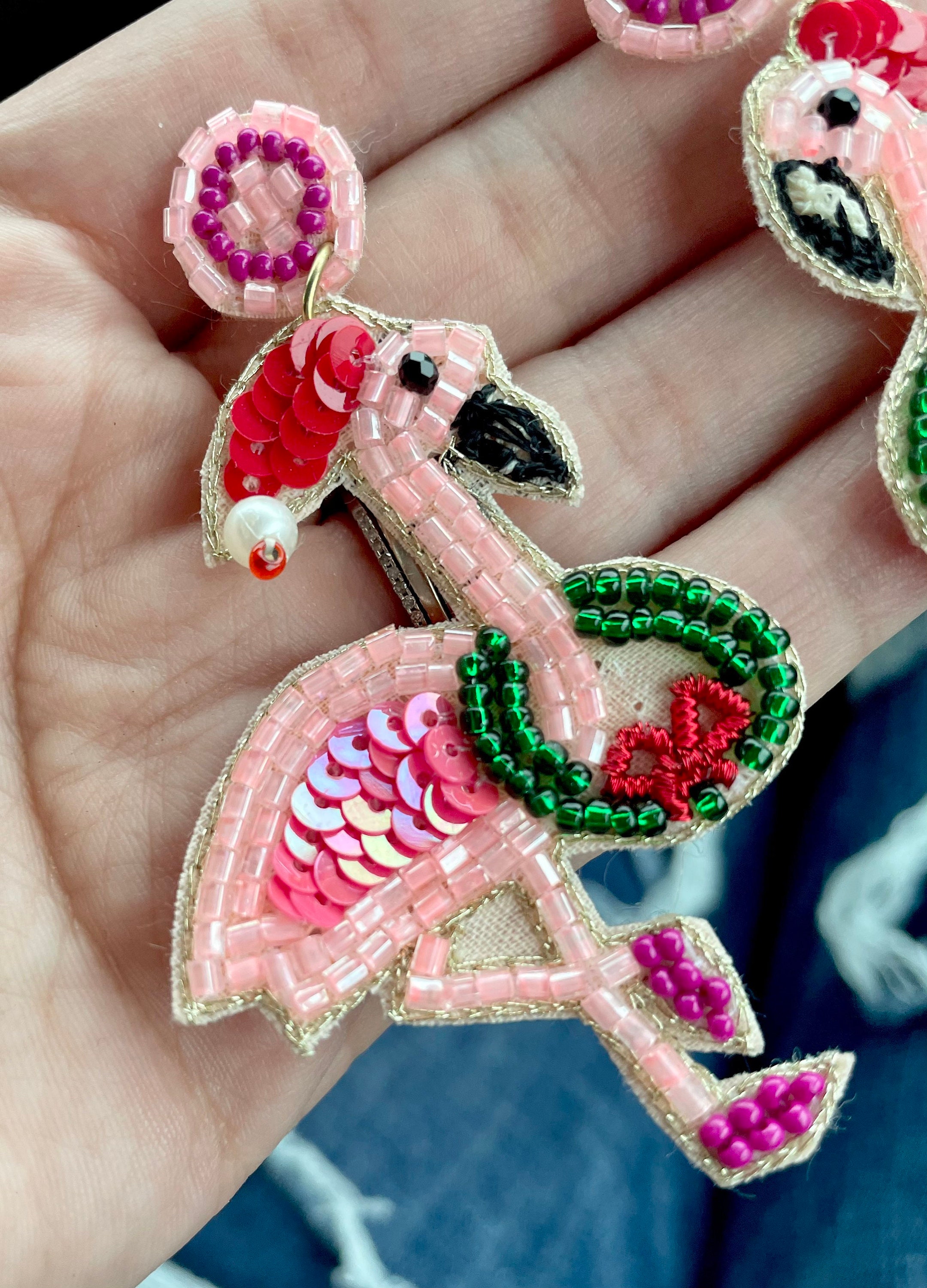 Flamingo beaded earrings outlet