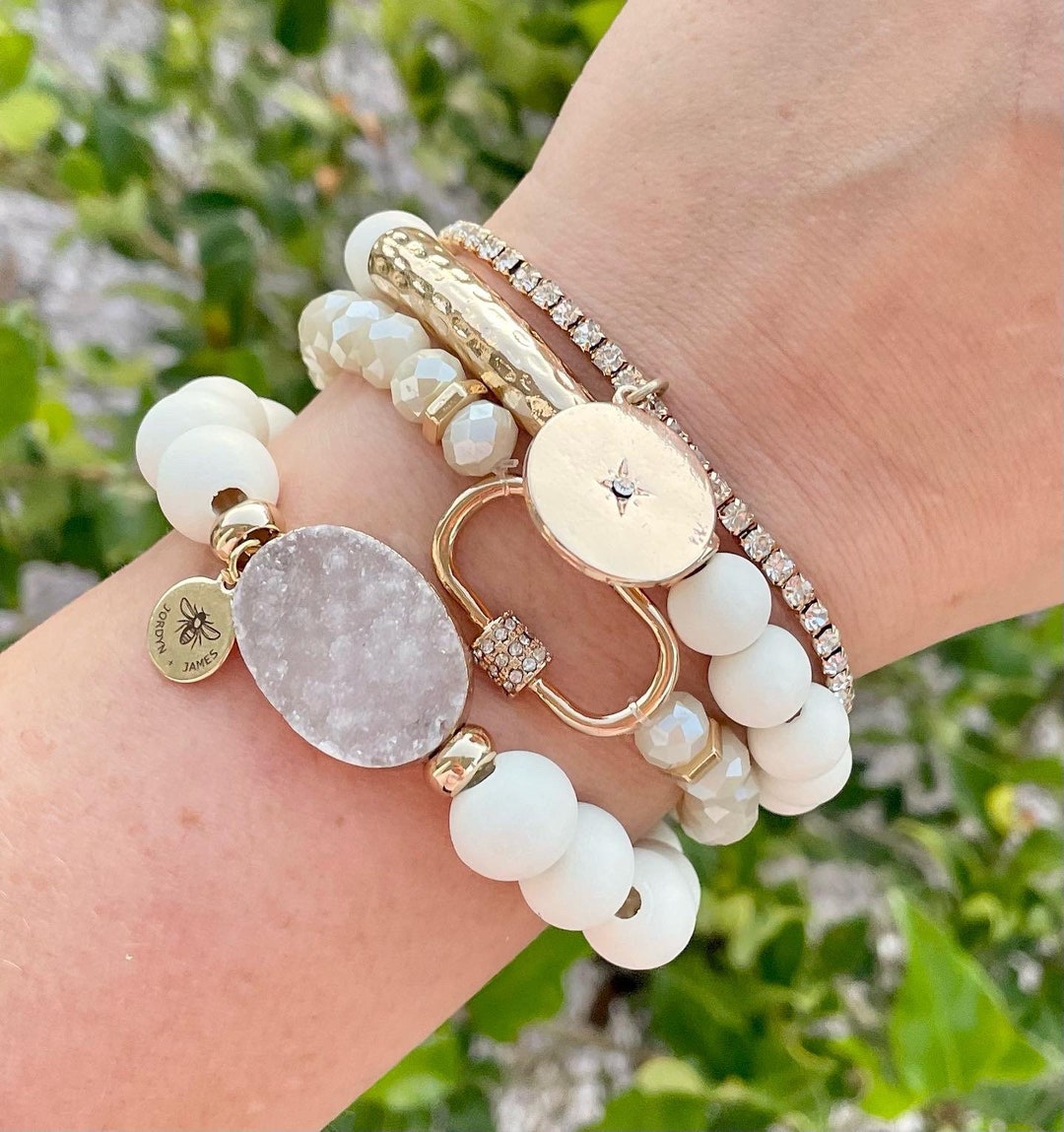 Wooden Druzy Beaded Bracelets / Set of Four Wood / Stretch Bead / Boho  Bohemian Style / Stackable Arm Candy / Gifts for Her / Jewelry - Etsy, image size:1080x1149