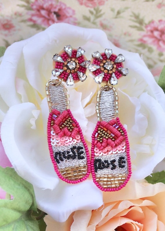 Wine Bottle Earrings Rose Prosecco Ros Wine o Kitschy