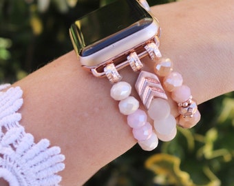 Correa de reloj con cuentas / Compatible con Apple / Pulsera elástica para reloj inteligente de 38 mm, 40 mm y 41 mm / Cuentas de flecha / Elige el color / Regalo / Tres capas