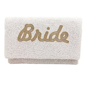 Con cuentas esposa novia señora embrague bolso / cierre rápido / correa de hombro de cadena / cuentas de semillas / regalo de boda / único / regalo de despedida de soltera / boda