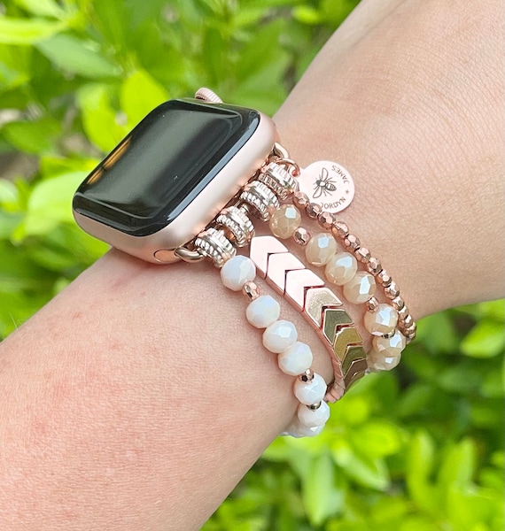 V-MORO Bracelet Compatible with Apple Watch Band 44mm/42mm Series 5 4 Women  Fashion Handmade Elastic Stretch Beads for iWatch Series 3/2/1 42mm/44mm  with Silver Stainless Steel Adapter : Amazon.in: Electronics