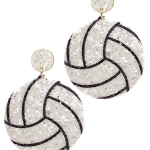 Volleyball Earrings / Sports Jewelry / Glitter / VBall / Gifts for Her Mom / Championship / Volley
