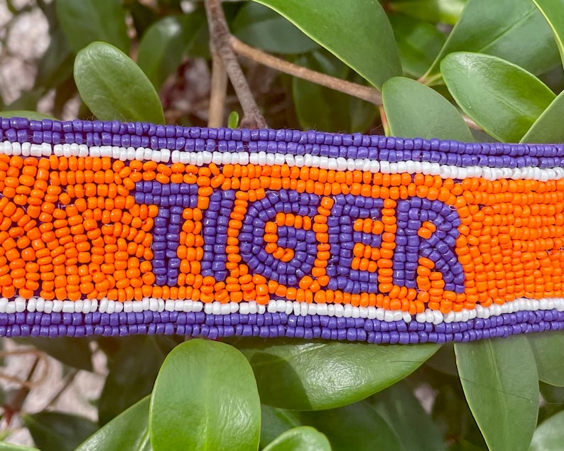 Beaded Purse Strap / Tiger / Yellow Purple Orange / LSU Etsy