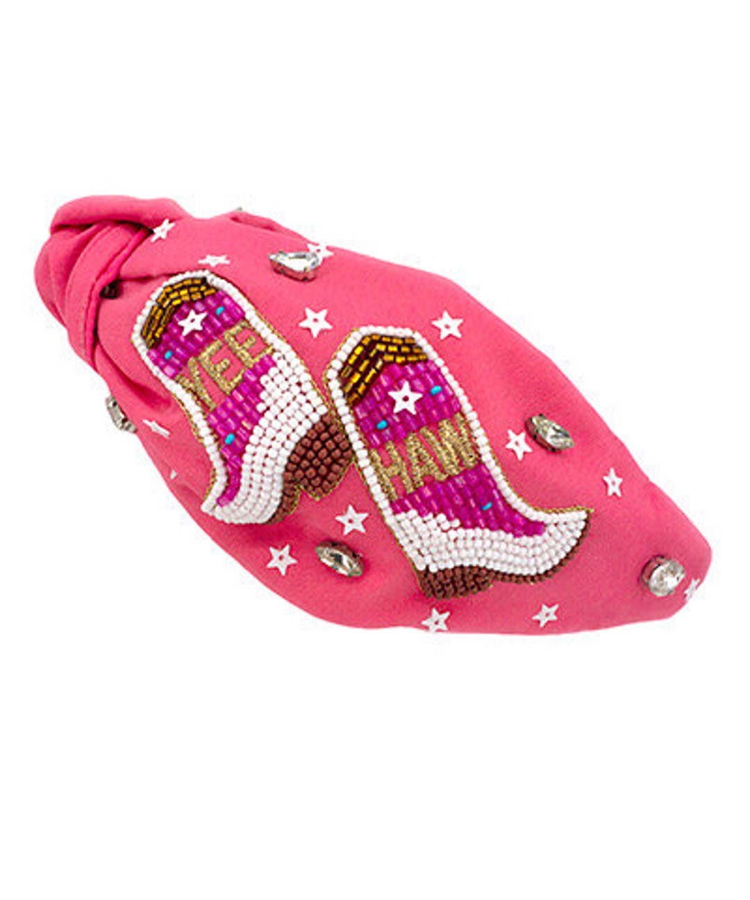 Cowgirl Boots Headband / YEE HAW / Hot Pink / Knot Knotted Headbands