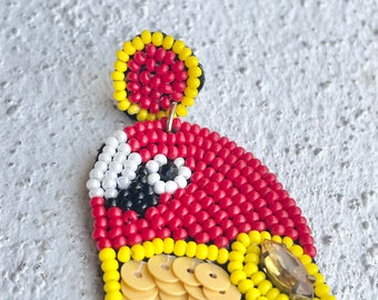 Orecchini pappagallo con perle Arcobaleno / Post rotondo Orecchini pappagallo con perle Arcobaleno / Post rotondo