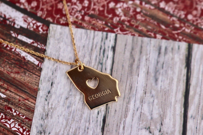 Home Is Where the Heart Is 14K Gold Dipped Jewelry Necklace Earring Set Engraved State Southern GRITS Simply Southern Heart